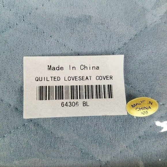 Plow & Hearth Quilted Loveseat Cover Light Blue Imitation Suede Fabric - Picture 5 of 5